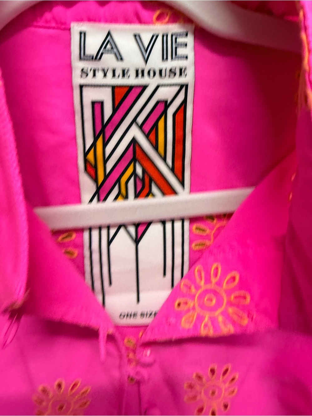 La Vie Bright Pink Eyelet dress - Picture 2 of 5